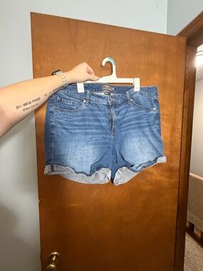 torrid Blue Rolled-Hem Denim Shorts
